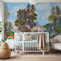 Treehouse Neighborhood Warm Bright Mural Wallpaper - room preview 05