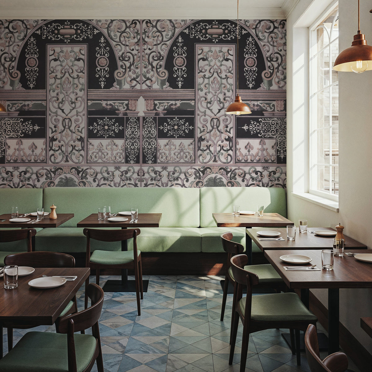 German Renaissance, Pink Mural Wallpaper - room preview 05