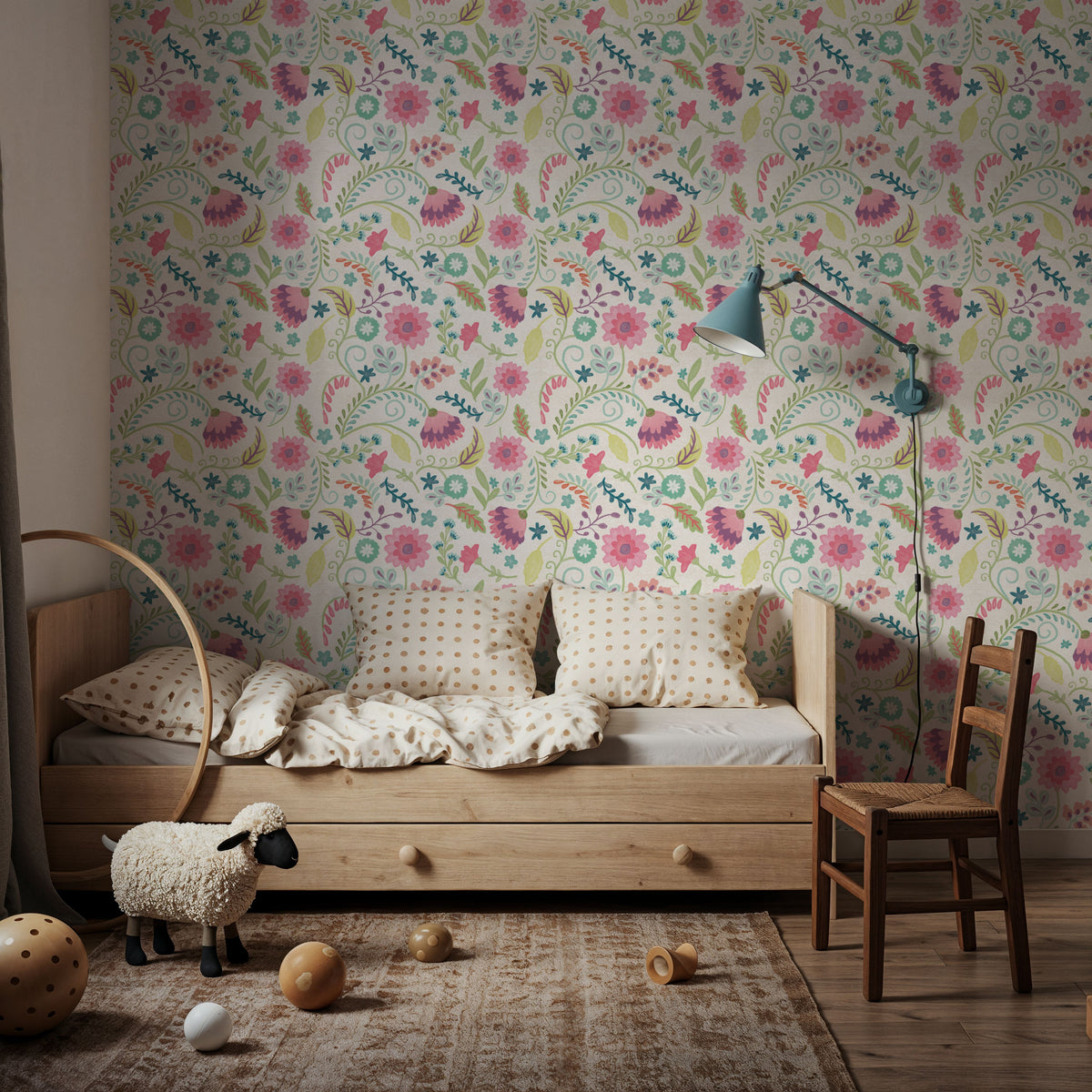 Flowers of the Cactus White Mural Wallpaper - room preview 05
