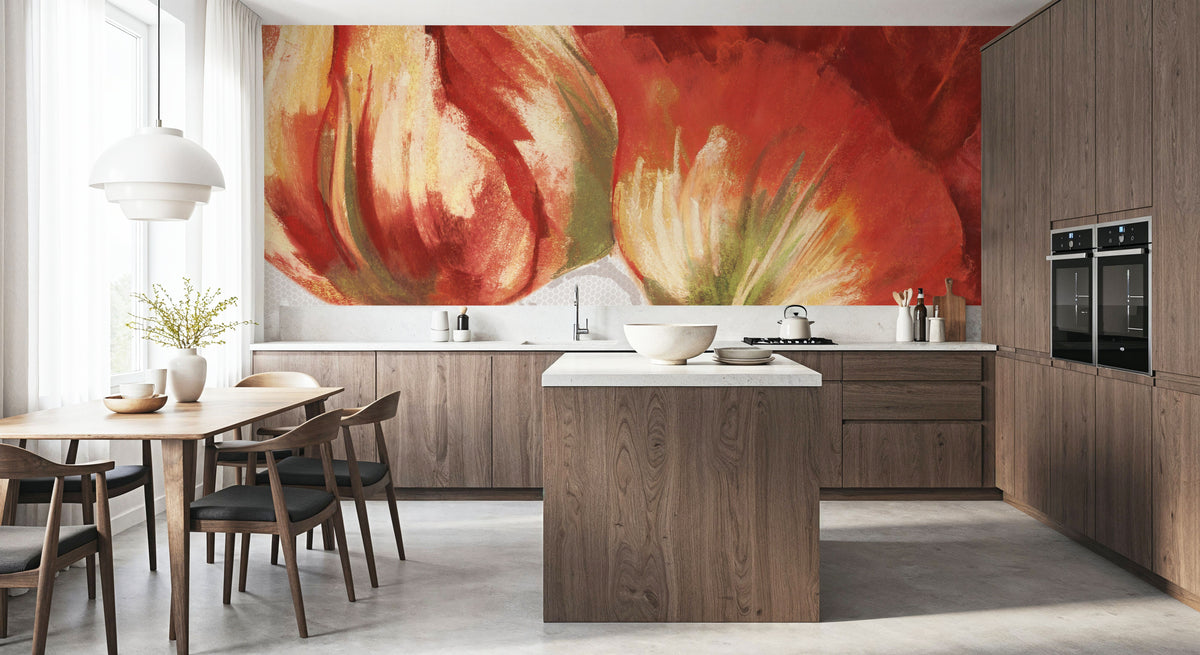 Spring Tulips Red I Mural Wallpaper - room preview 05
