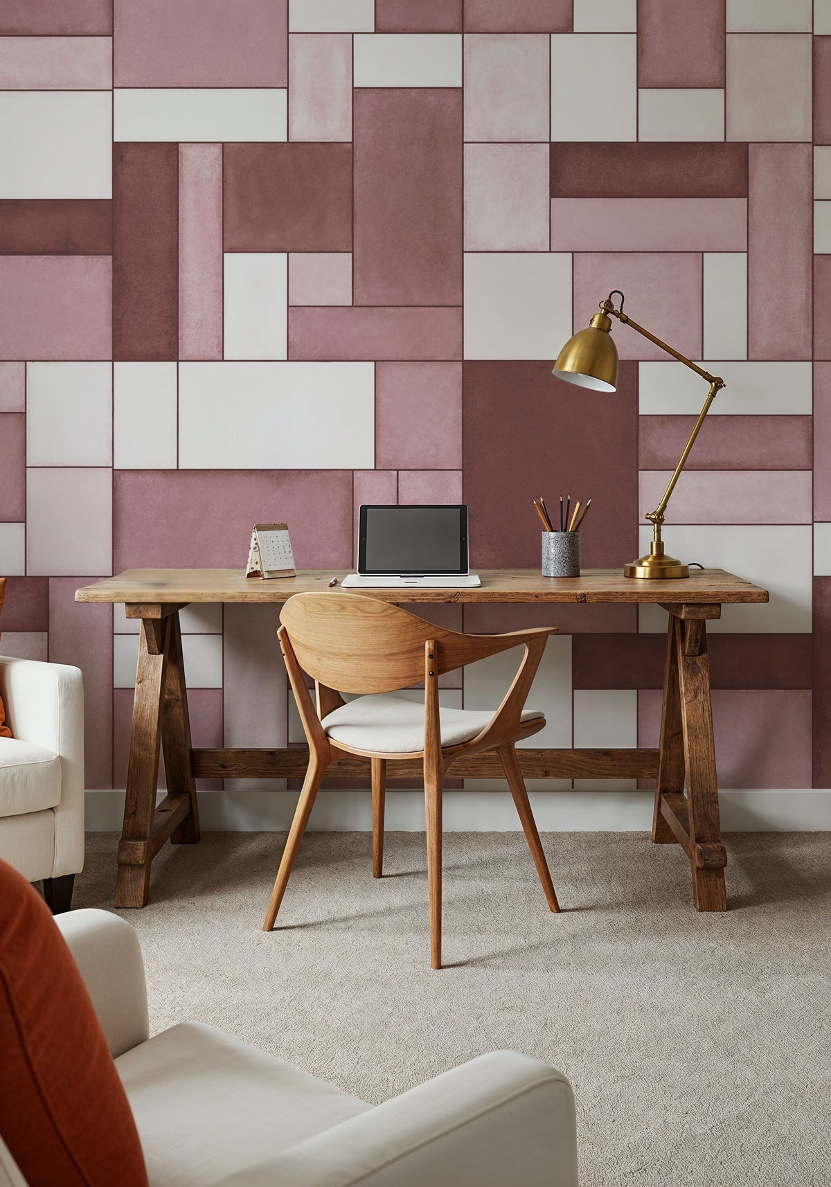 Spectrum Blocks, Rose Mural Wallpaper - room preview 05