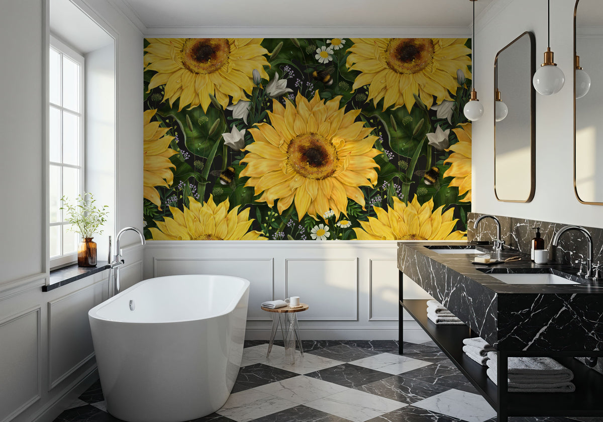 Big Sunflowers Mural Wallpaper - room preview 05