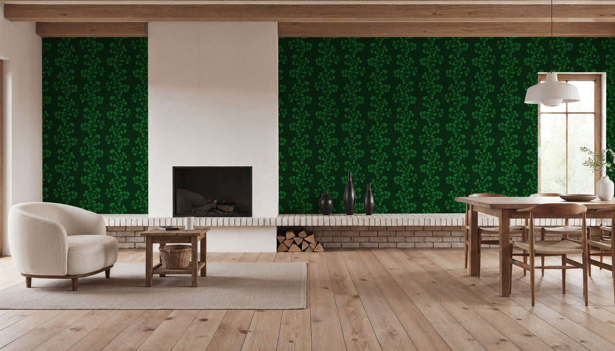 Fern Stripes, Chlorophyll Green Mural Wallpaper - room preview 05