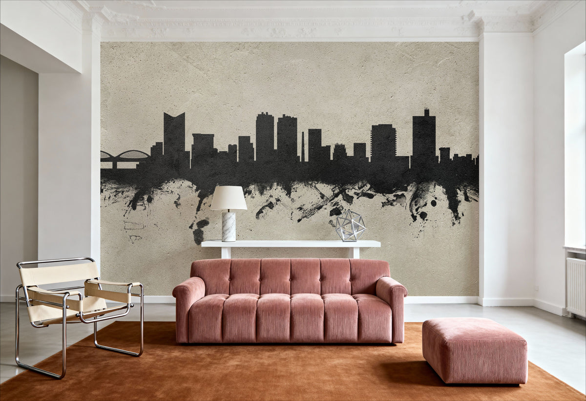 Fort Worth Texas Skyline Concrete Mural Wallpaper - room preview 05