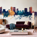 Fort Worth Texas Skyline Blue & Bronze Mural Wallpaper - room preview 05
