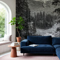 Sunwapta Falls BW Mural Wallpaper - room preview 05