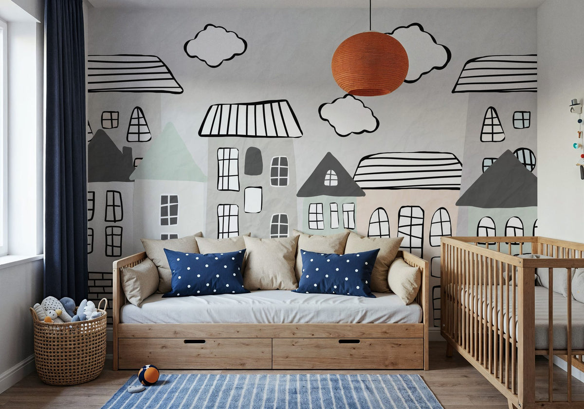 Three Clouds Mural Wallpaper - room preview 05