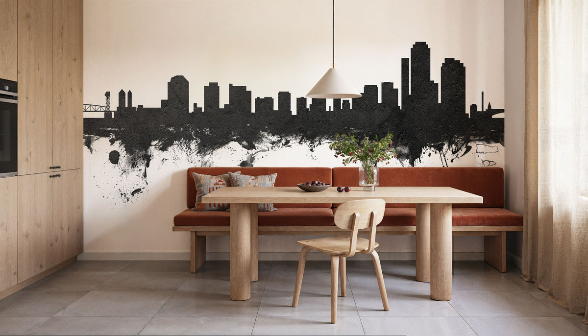 Wilmington Delaware Skyline Black & White Mural Wallpaper - room preview 05