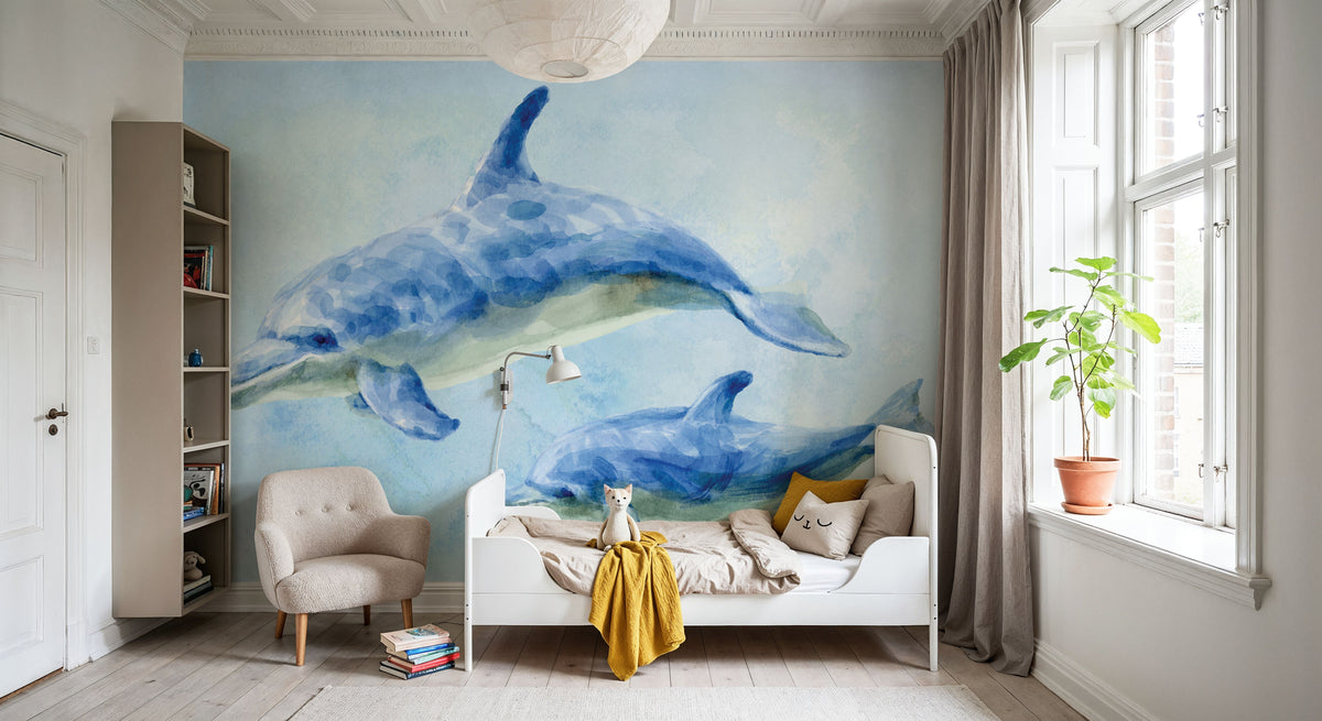 Graceful Dolphins II Mural Wallpaper - room preview 05