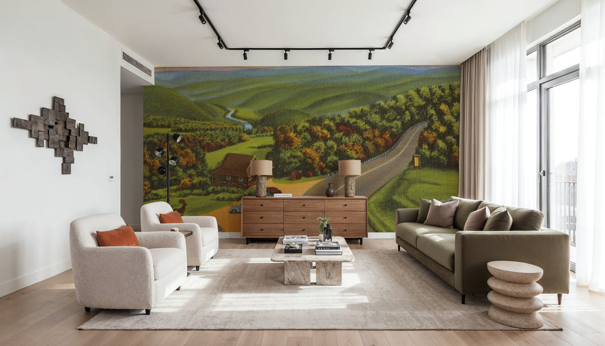 Deerfield River Valley Mural Wallpaper - room preview 05