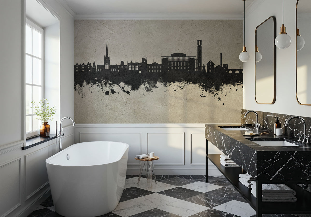 Stratford-upon-Avon England Skyline Concrete Mural Wallpaper - room preview 05