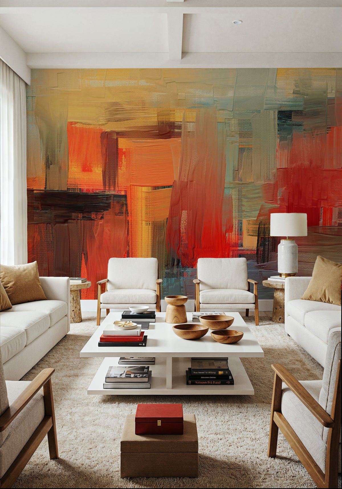 Sense of the City, Yellow and Orange Mural Wallpaper - room preview 05
