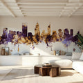 Perth Australia Skyline Purple & Gold Mural Wallpaper - room preview 05