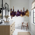 Kathmandu Nepal Skyline Purple & Gold Mural Wallpaper - room preview 05
