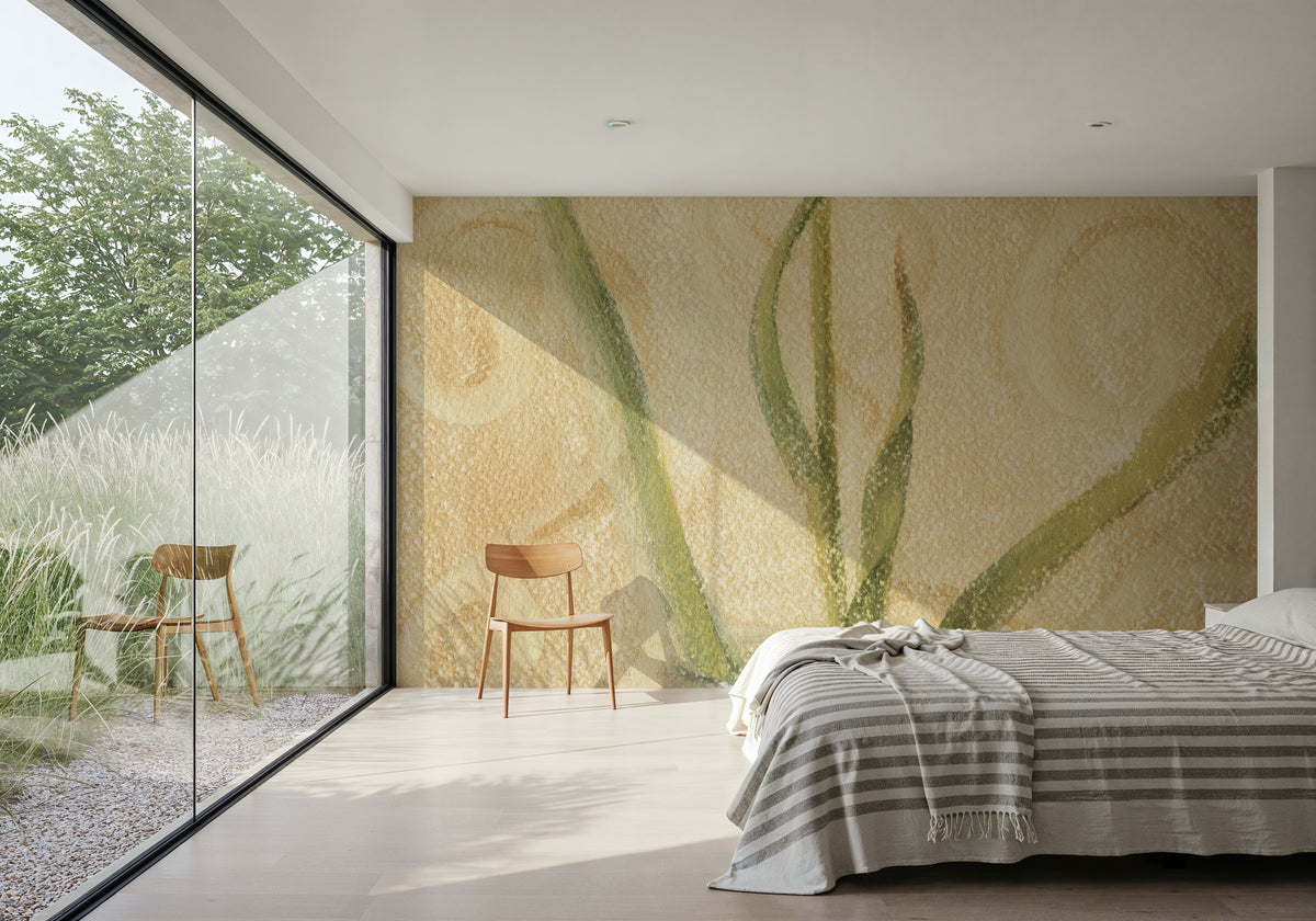 Vintage Tulip in Glass Vase Mural Wallpaper - room preview 05