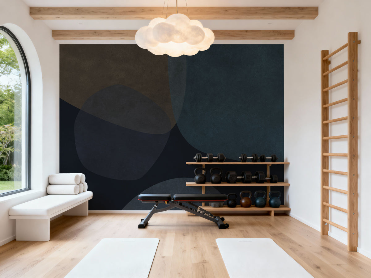 Embracing Shapes, Midnight Mural Wallpaper - room preview 05