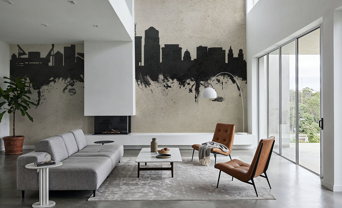 Tucson Arizona Skyline Concrete Mural Wallpaper - room preview 05