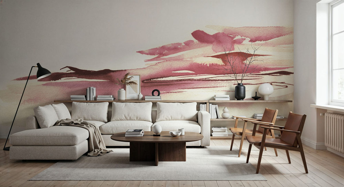Pink Sunset Mural Wallpaper - room preview 05