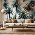 Vibrant Palm Trees in Watercolor Mural Wallpaper - room preview 05