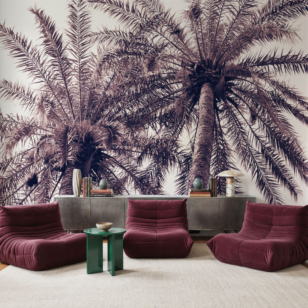 Pink Palms Horizontal Mural Wallpaper - room preview 05