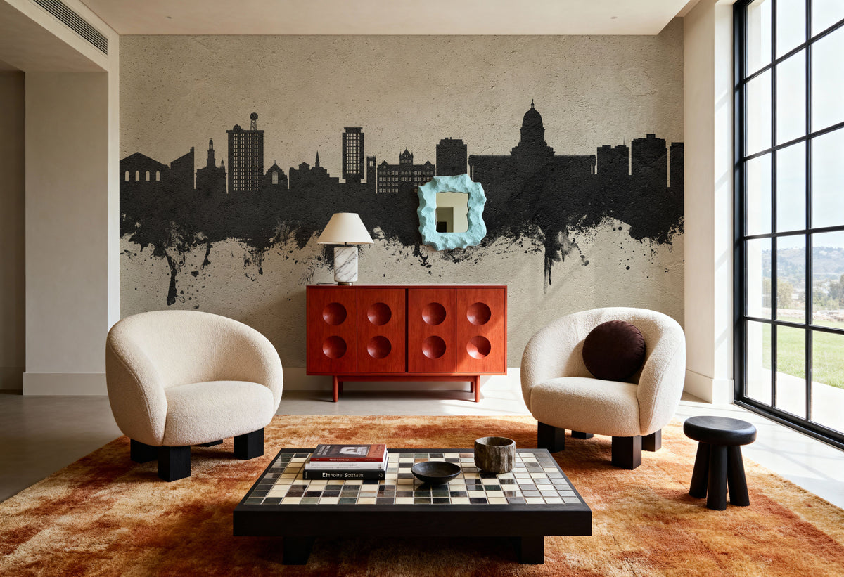 Madison Wisconsin Skyline Concrete Mural Wallpaper - room preview 05