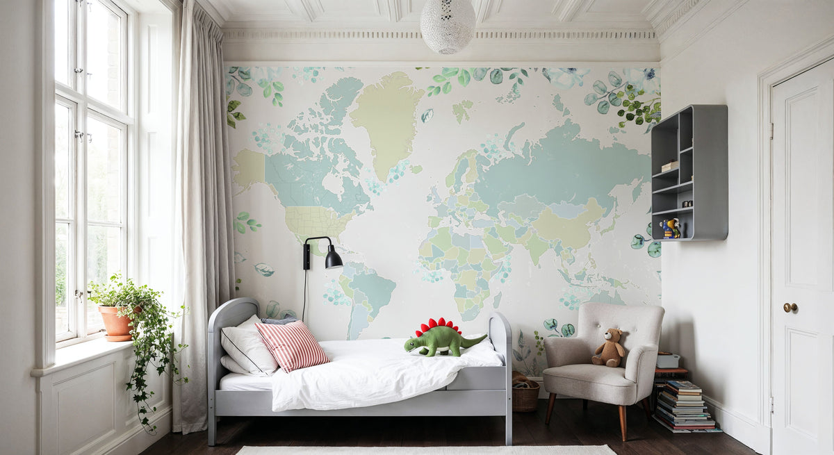 World Map - Marie Mural Wallpaper - room preview 05