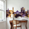 Georgetown Guyana Skyline Purple & Gold Mural Wallpaper - room preview 05