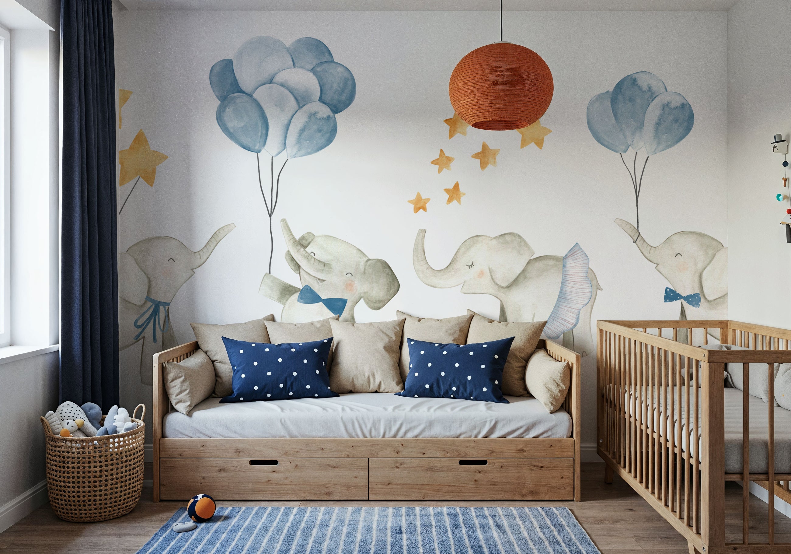 Cute Elephants Mural Wallpaper