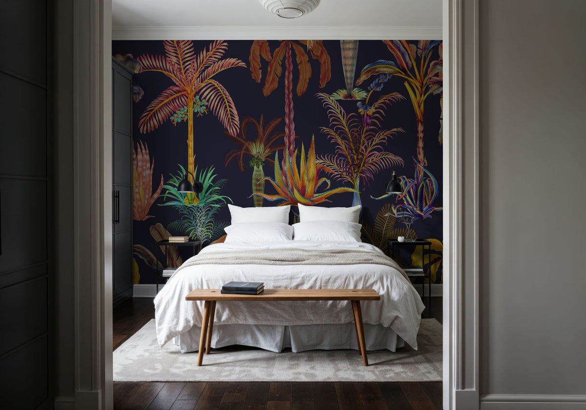 Statement Palm, Midnight Mural Wallpaper - room preview 05