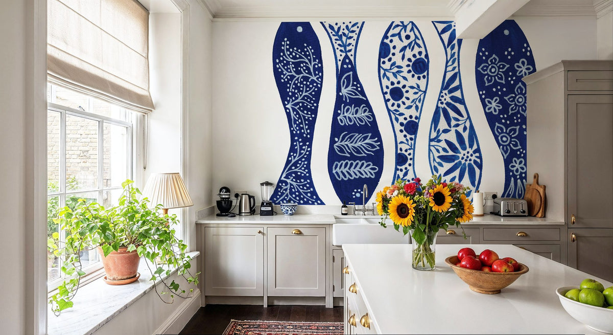 Coastal Chinoiserie VII Mural Wallpaper - room preview 05