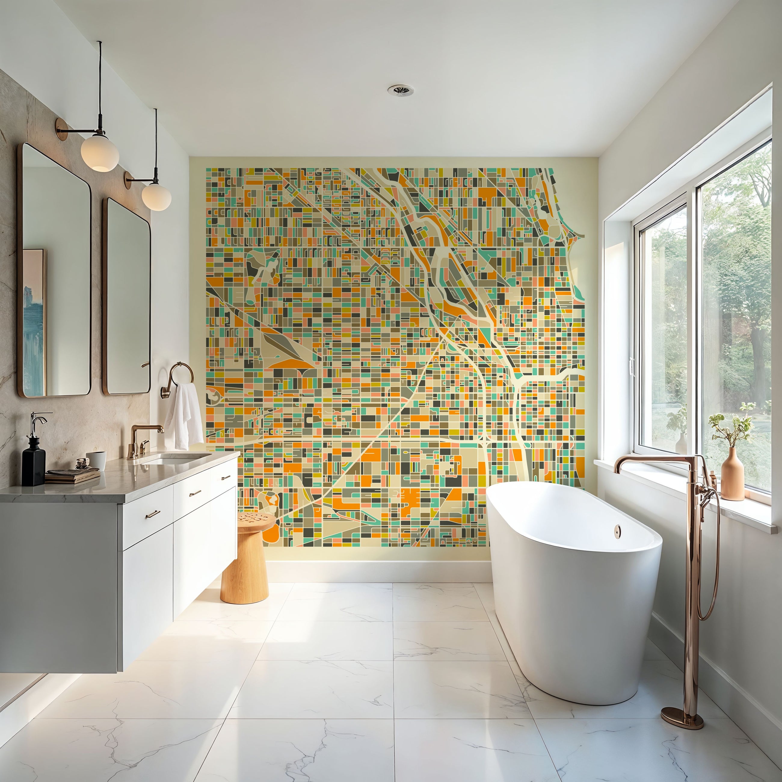 Modern Chicago Mural Wallpaper
