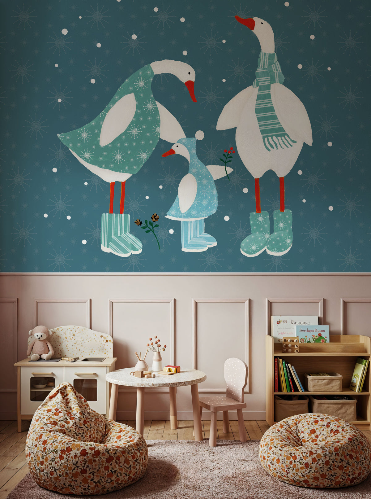 Ducks in the Snow IX Mural Wallpaper - room preview 05