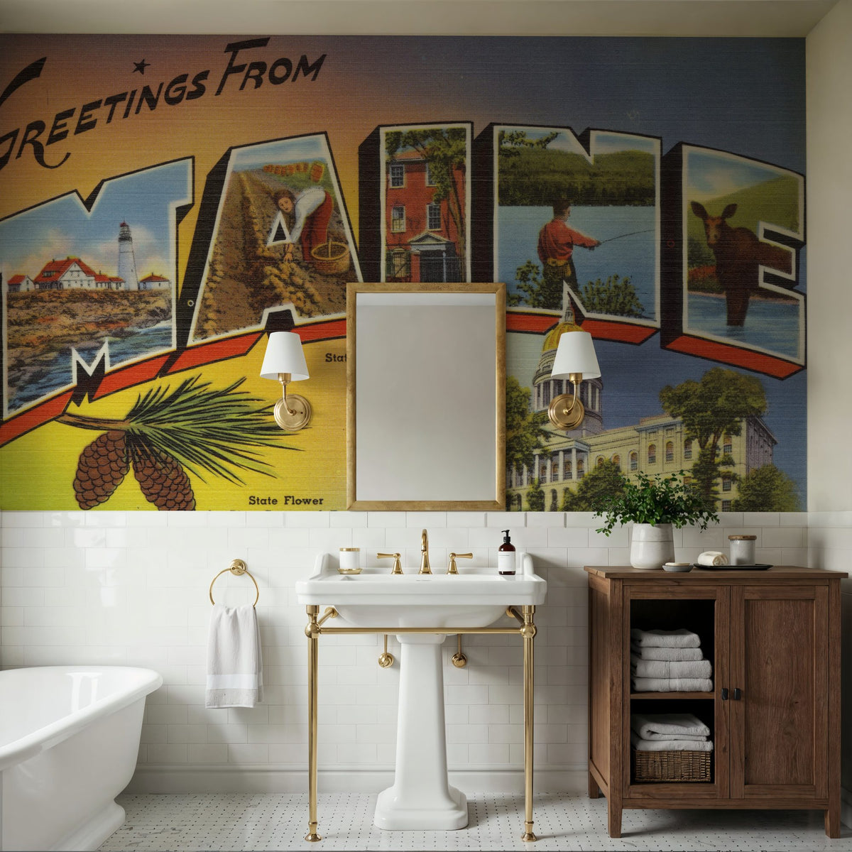 Greetings From the Pine State Mural Wallpaper - room preview 05