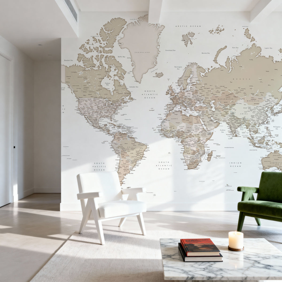 World Map Cities - Louie Mural Wallpaper - room preview 05