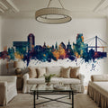 Stavanger Norway Skyline Blue & Bronze Mural Wallpaper - room preview 05
