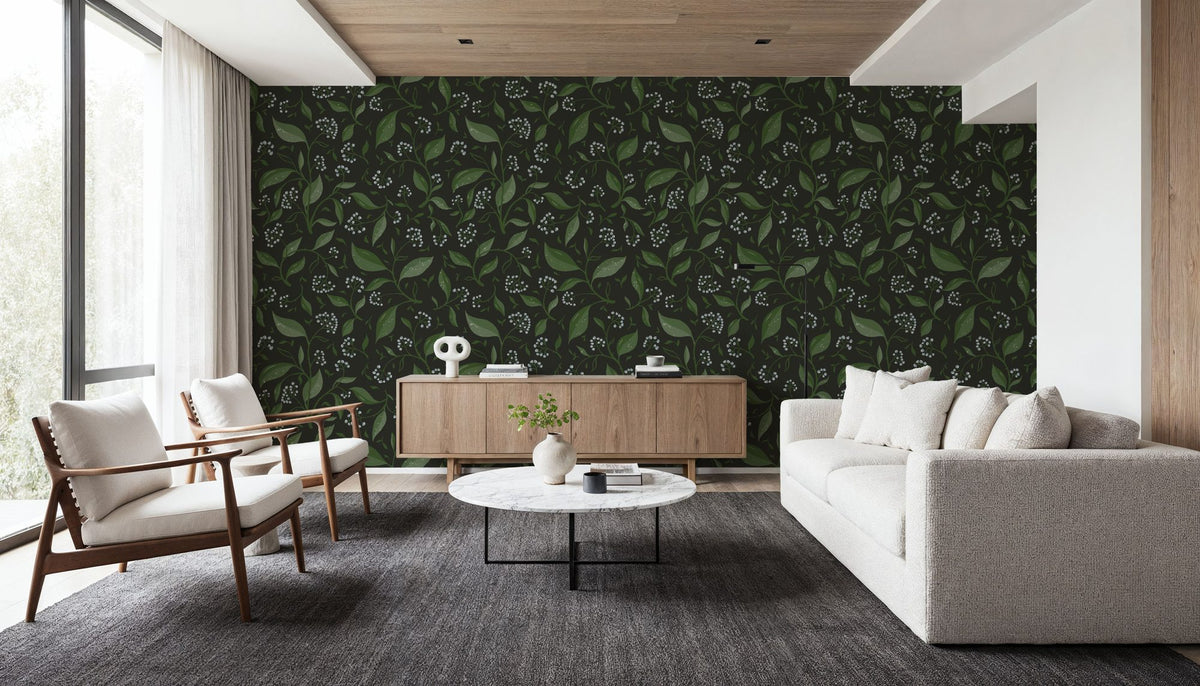Winter Berries, Dark Mural Wallpaper - room preview 05