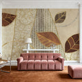 Bohemian Leaves IV Neutral Mural Wallpaper - room preview 05