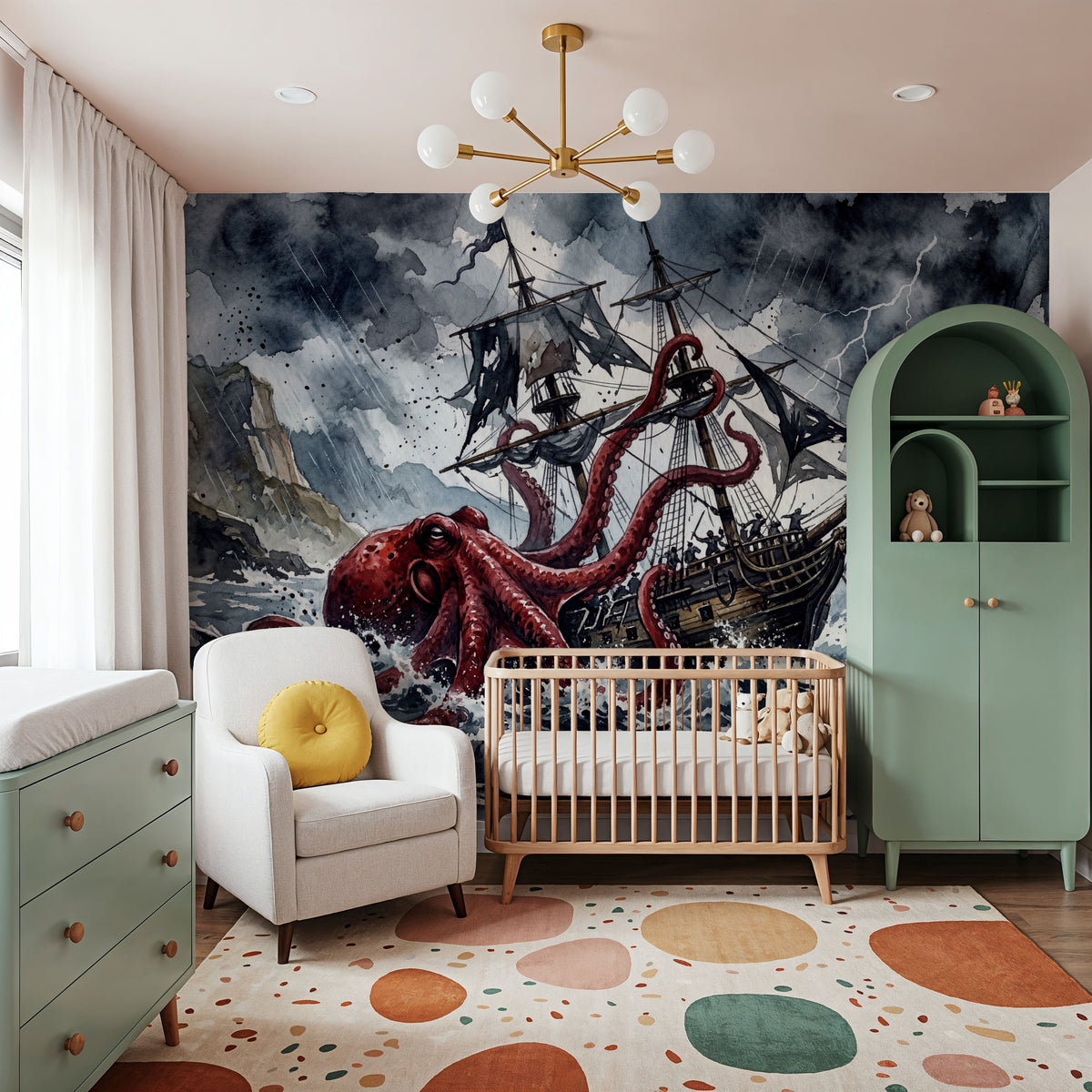 The Octopus Beast Mural Wallpaper - room preview 05