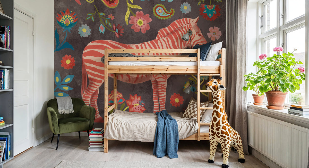 Zebra of the Jungle Mural Wallpaper - room preview 05