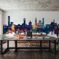 Lucca Italy Skyline Blue & Bronze Mural Wallpaper - room preview 05