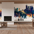 Toronto Canada Skyline Blue & Bronze Mural Wallpaper - room preview 05