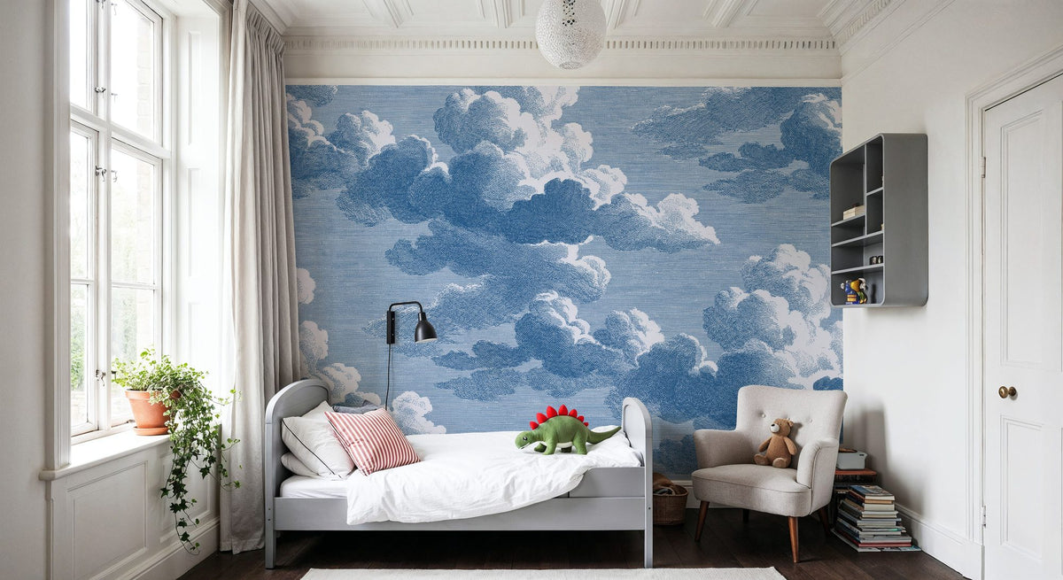 Intaglio Clouds, Blueberry Mural Wallpaper - room preview 05