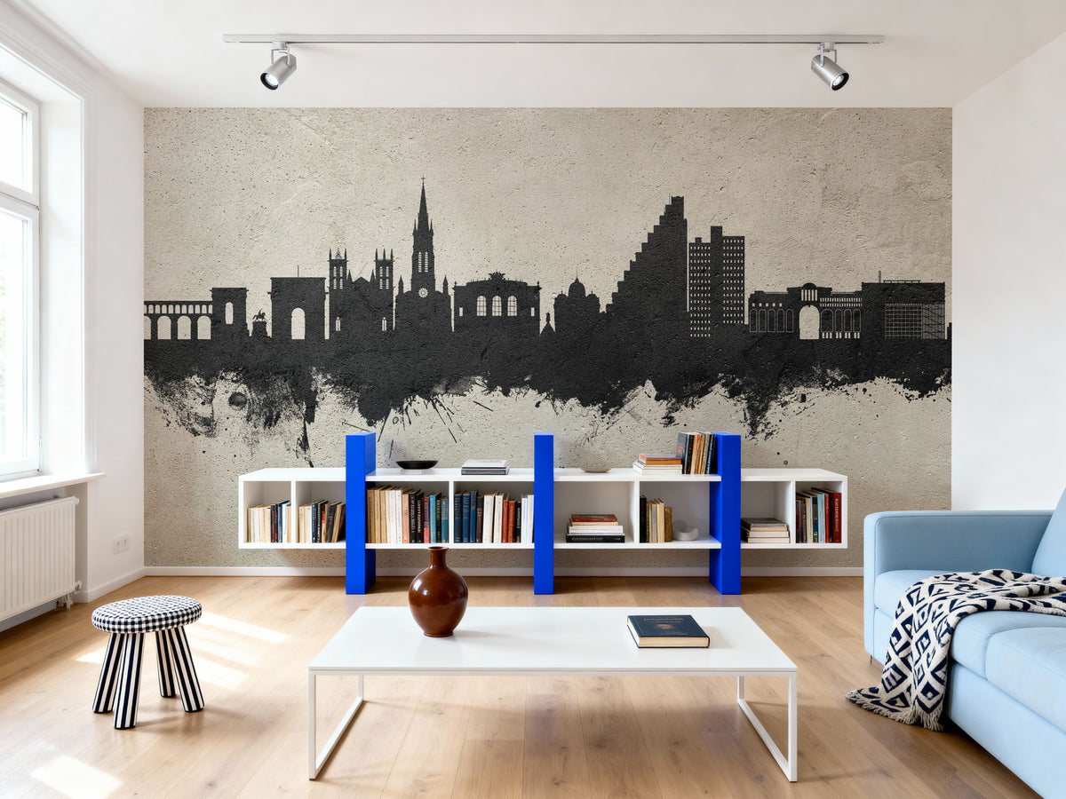 Montpellier Skyline Concrete Mural Wallpaper - room preview 05
