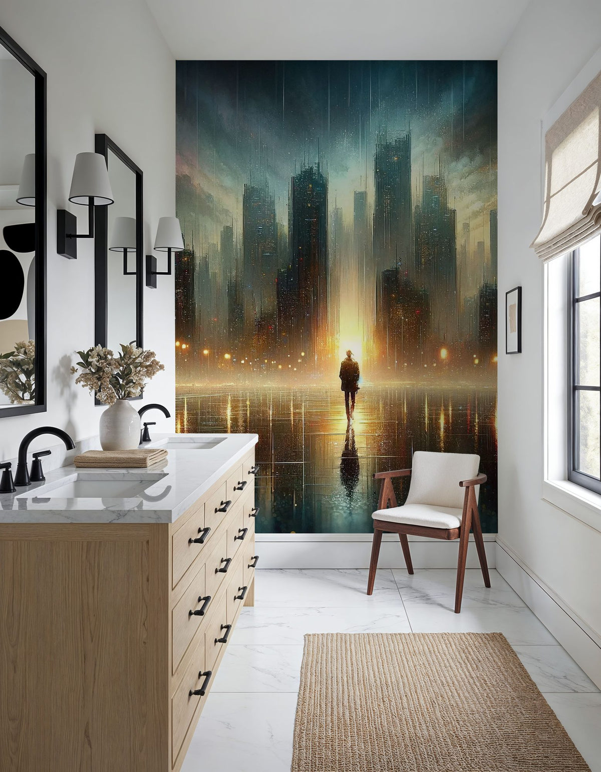 Lost Moments in Twilight Rain Mural Wallpaper - room preview 05