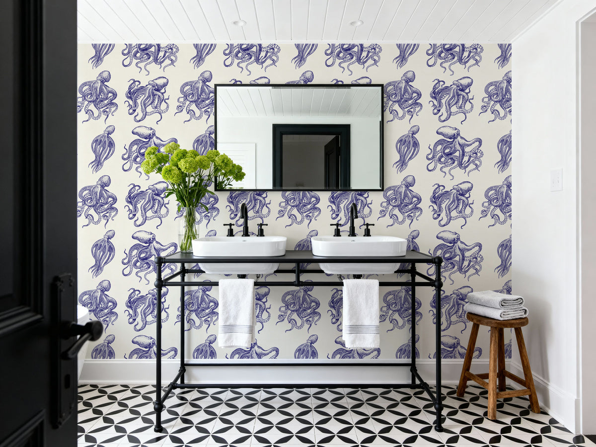 Octopus Repeat Mural Wallpaper - room preview 05