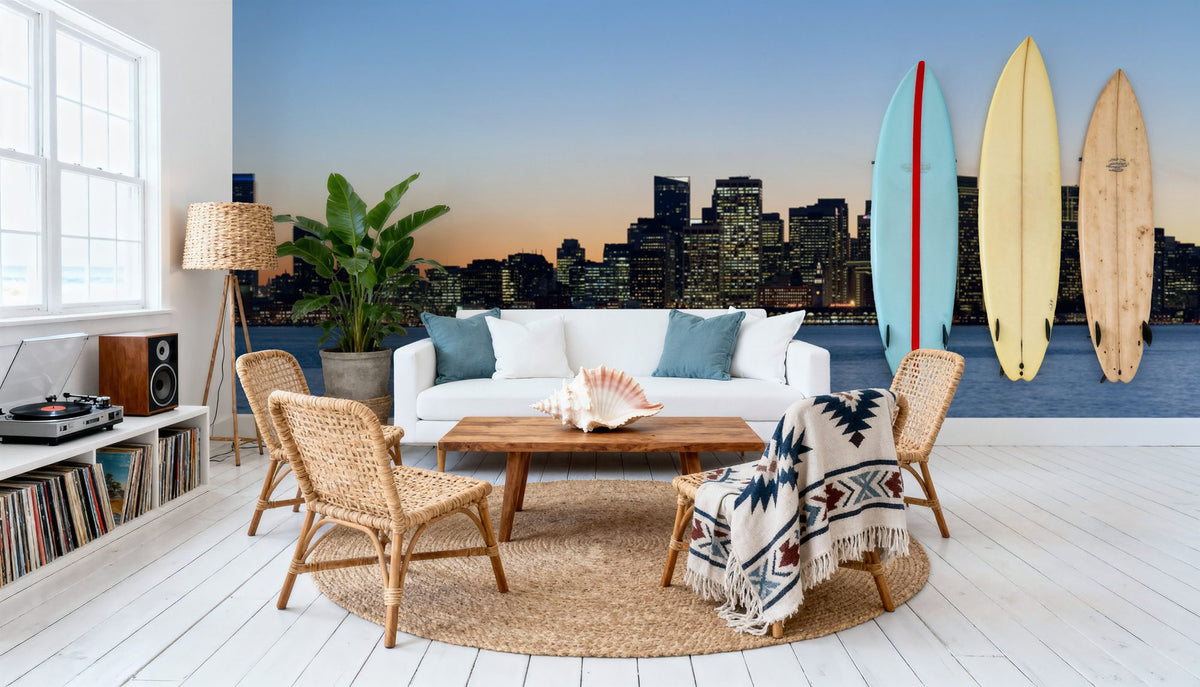 Twilight Harbor Bridge Mural Wallpaper - room preview 05