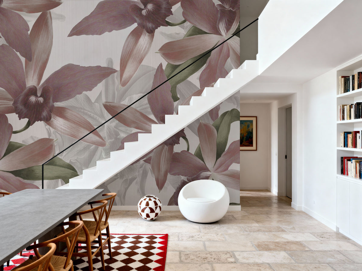 Big Orchids Sepia Mural Wallpaper - room preview 05