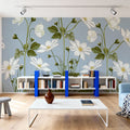 White Anemones, Sky Blue Mural Wallpaper - room preview 05