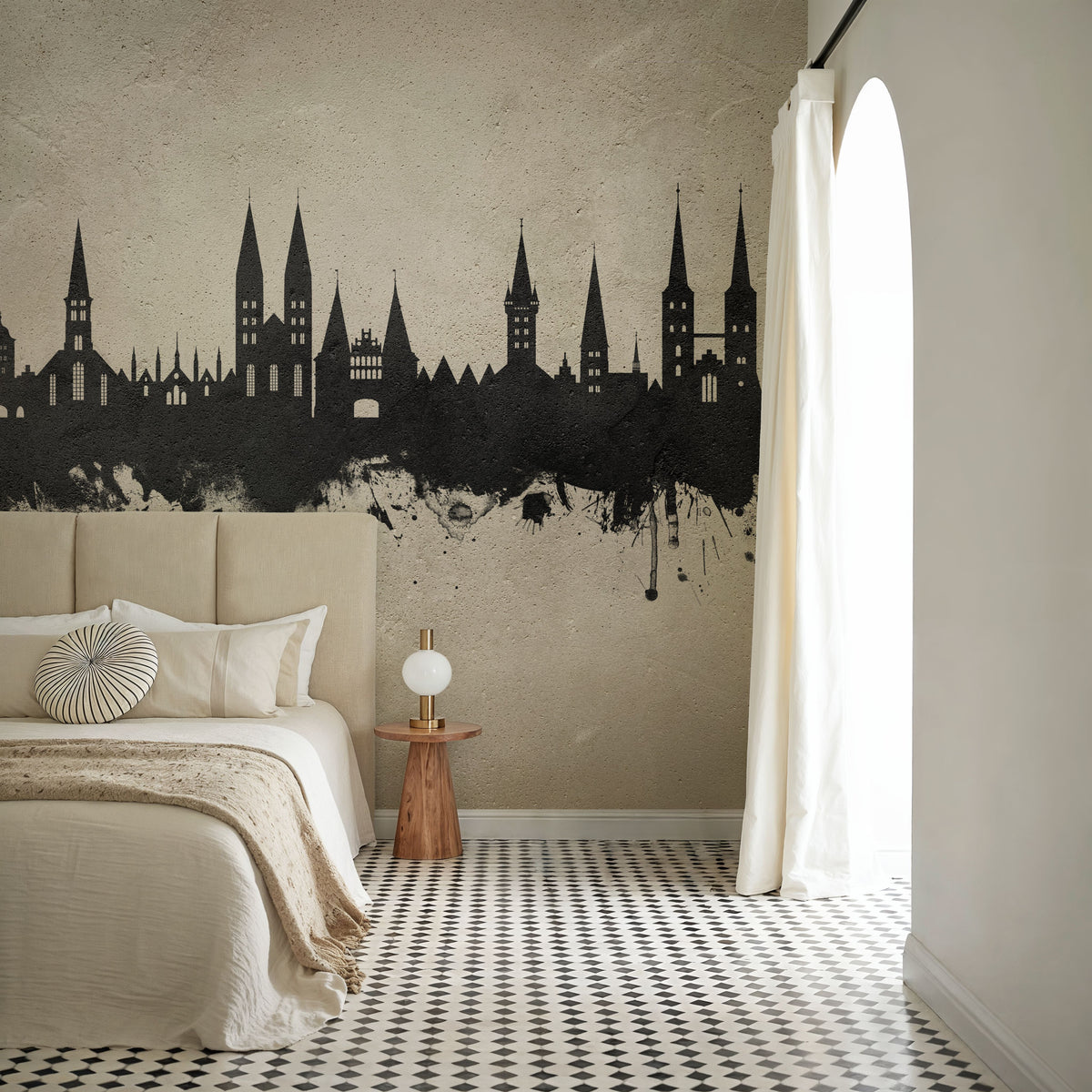 Lubeck Germany Skyline Concrete Mural Wallpaper - room preview 05