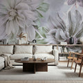 Focus on the Dahlia Light Green Mural Wallpaper - room preview 05